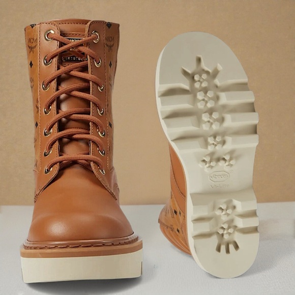 New MCM Women’s Motor Visetos Lace-Up Boots - Picture 9 of 16